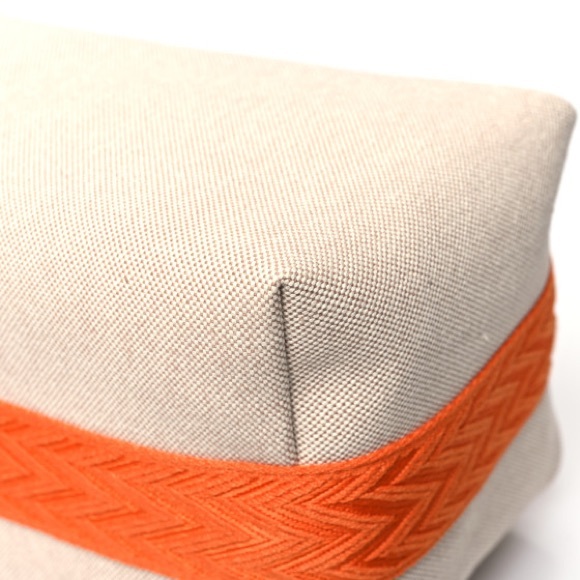 New HERMES Canvas Large Bride-A-Brac Pouch Natural Orange - Picture 7 of 11